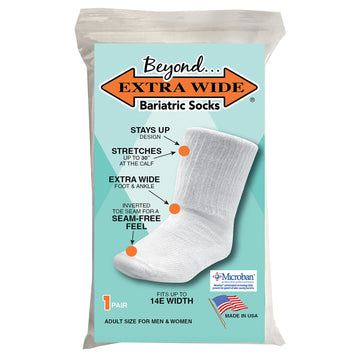 Bariatric Sock For Extreme Lymphedema Calf Stretches To 30'' (White)