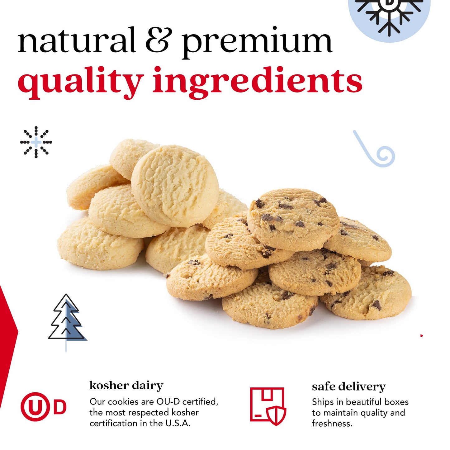 David’S Cookies Shortbread Cookies In Happy Holidays Gift Tin – Festive Holiday Cookie Sampler Gift Box For Christmas & Family Gatherings – Mini Scottish Butter And Chocolate Chip Shortbread