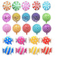 21 Pcs 18'' Sweet Candy Balloons, Round Lollipop Balloon Birthday Wedding Party Balloons