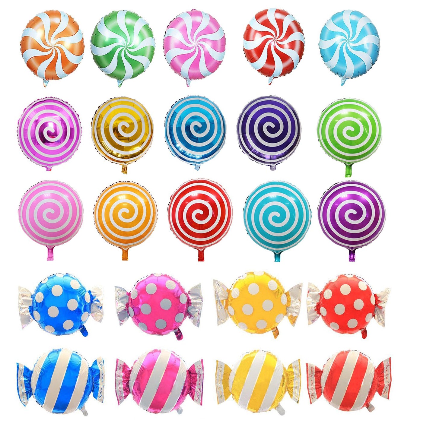 21 Pcs 18'' Sweet Candy Balloons, Round Lollipop Balloon Birthday Wedding Party Balloons