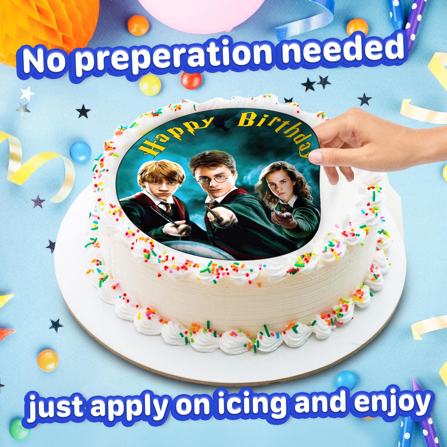 7.5 Inch Edible Cake Toppers - Harry Potter, Hermione & Ron Themed Birthday Party Collection Of Edible Cake Decorations