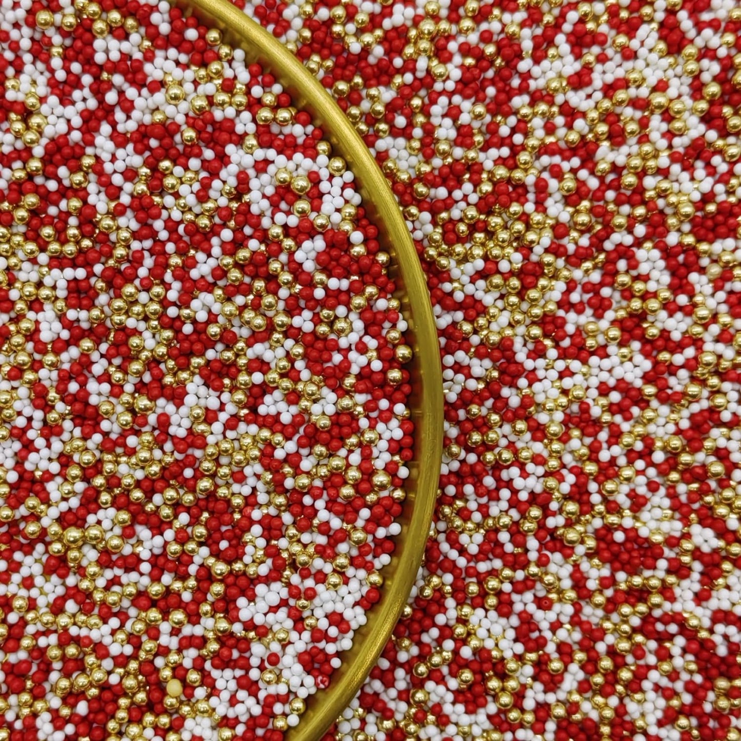 Edible Red & White & Super Gold Pearl Sugar Sprinkles Candy 2mm Mini Pearls Cake Decorations Cupcake Toppers Cookie Decorating P