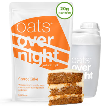 Oats Overnight Carrot Cake - Overnight Oats With 20G Whey Protein  High Fiber Breakfast Protein Shake - Gluten Free Oatmeal  Non Gmo High Protein Oatmeal (2.5 Oz Per Meal) (8 Pack + Shaker Bottle)