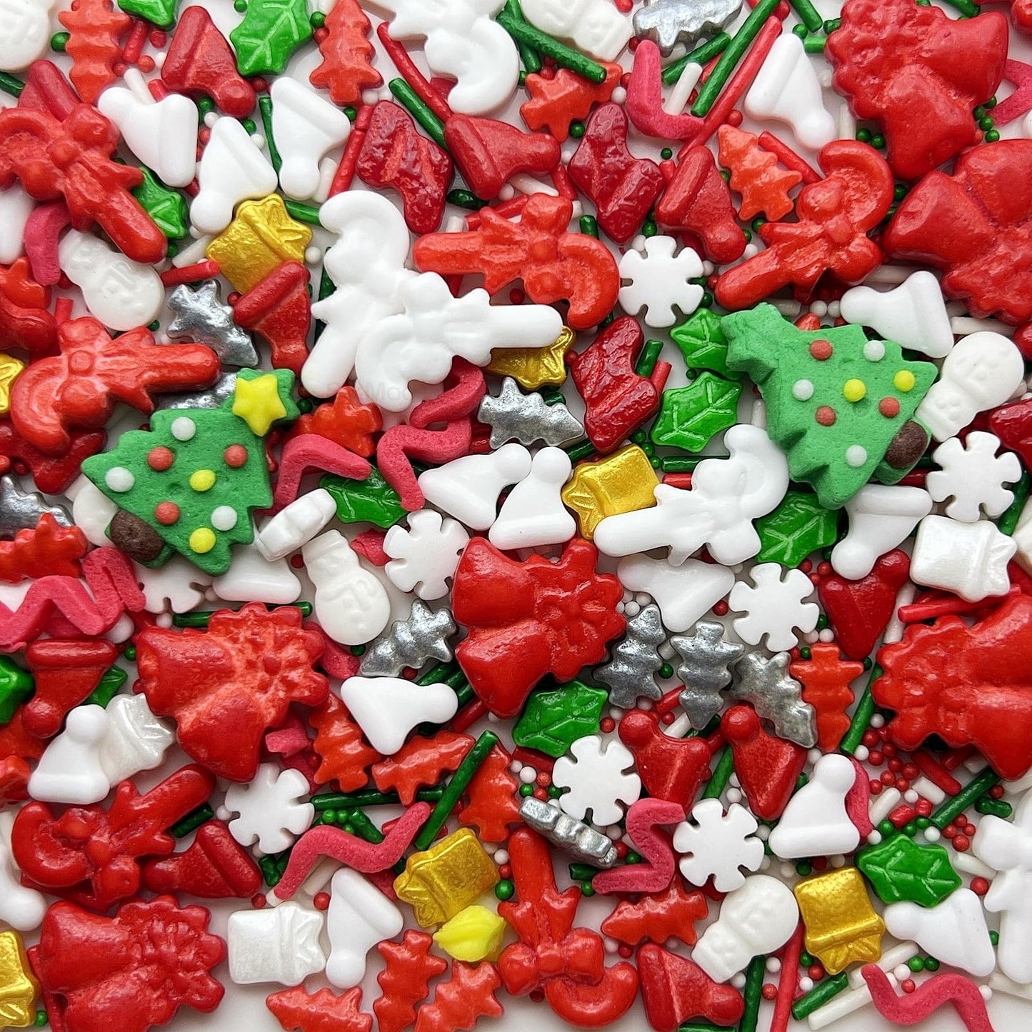 Se Si&Moos Christmas Sprinkles Mix Christmas Cookie Decorations Red Green And White Sprinkles For Cake Decorating Edible Holiday Cookie Decorations Baking Supplies For Holiday 3 Oz (2 Xmas Tree Toppers)