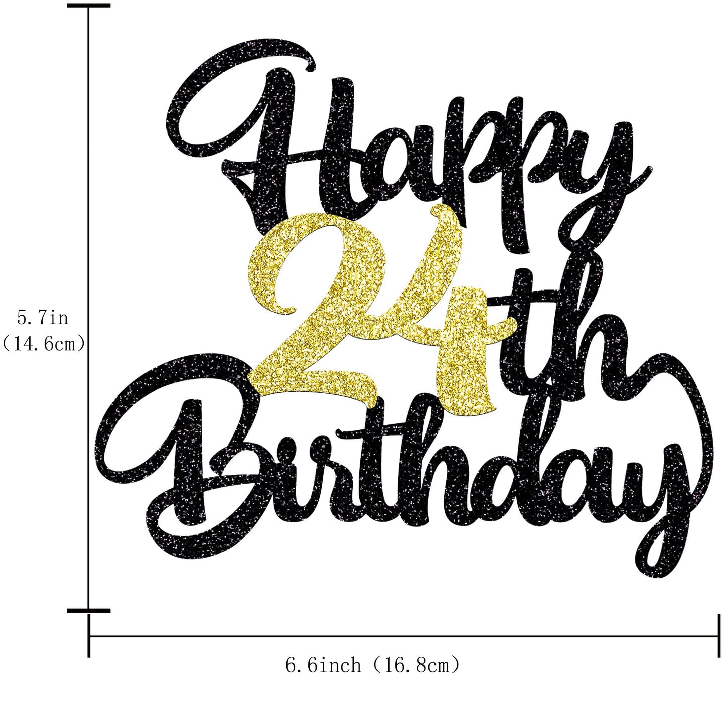 Klionjor 24Th Birthday Cake Topper - Happy Birthday Decoration For 24Th Birthday Party - Gift Plug-In (24)