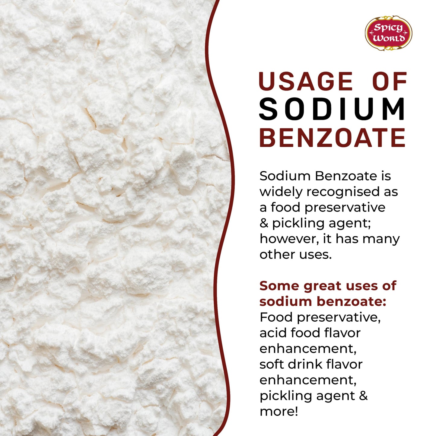 Spicy World Sodium Benzoate 8 Oz - 99% Usp/Fcc Grade, Additive And Preservative
