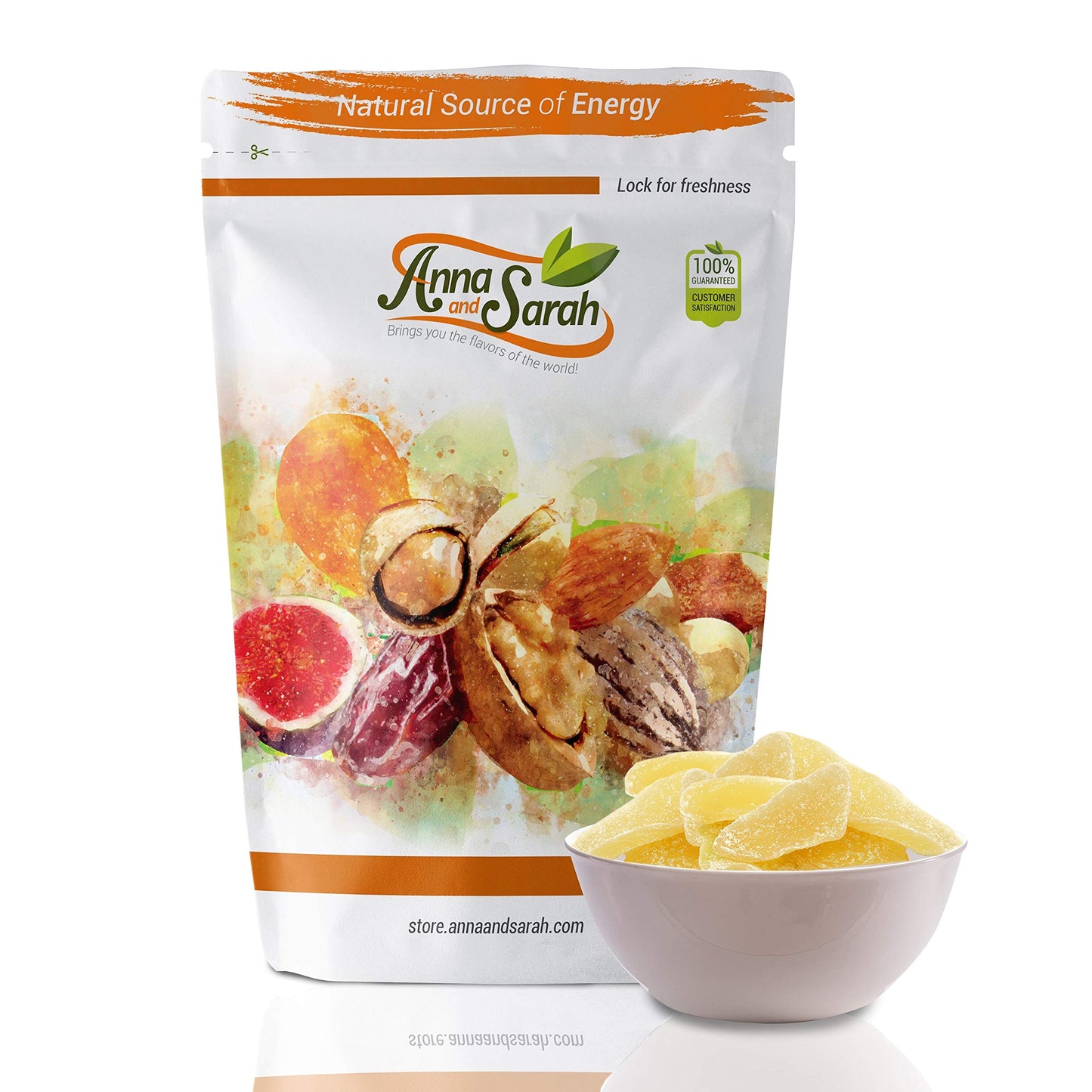 Anna and Sarah Dried Crystallized Ginger in Resealable Bag, 1 Lb.