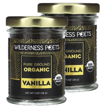 Wilderness Poets Pure Vanilla Powder - Organic Ground Vanilla Beans - 1 Ounce (Pack of 2) - Tahitian Variety, Grade A