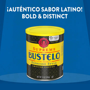 Supreme By Bustelo Espresso Style Ground Coffee, Medium Dark Roast, 10-Oz. Canister (Pack Of 12)