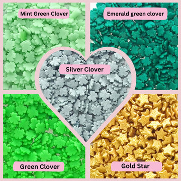 Confect St. Patricks Green & Silver Clover Sprinkles | Gold Star Sprinkles | Sprinkles For Baking & Cake Decorative | Cookie Spr