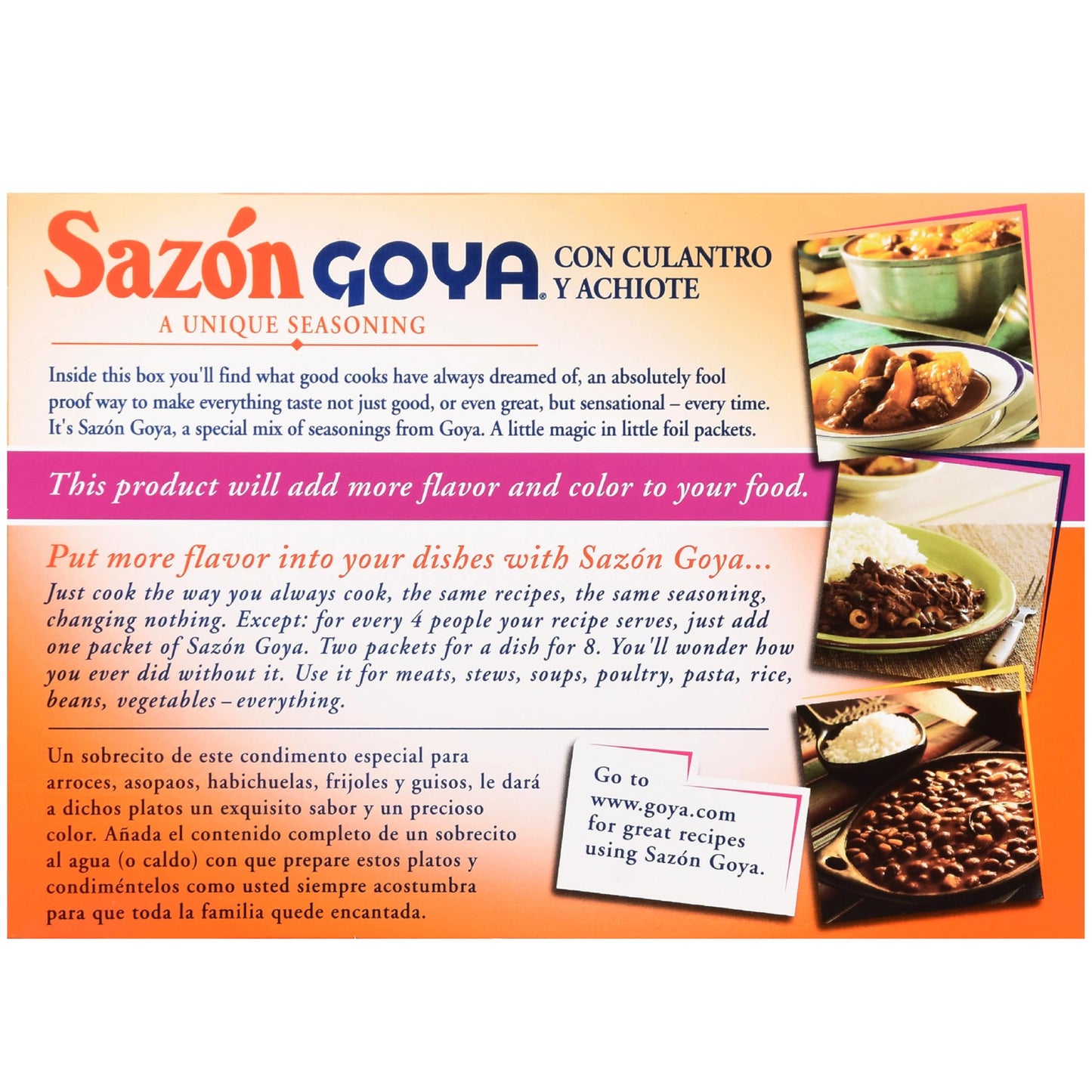 Goya Sazon Con Culantro Y Achiote 6.33Oz Jumbo Pack-( 2 Pack Super Saver ) Low Sodium Seasoning