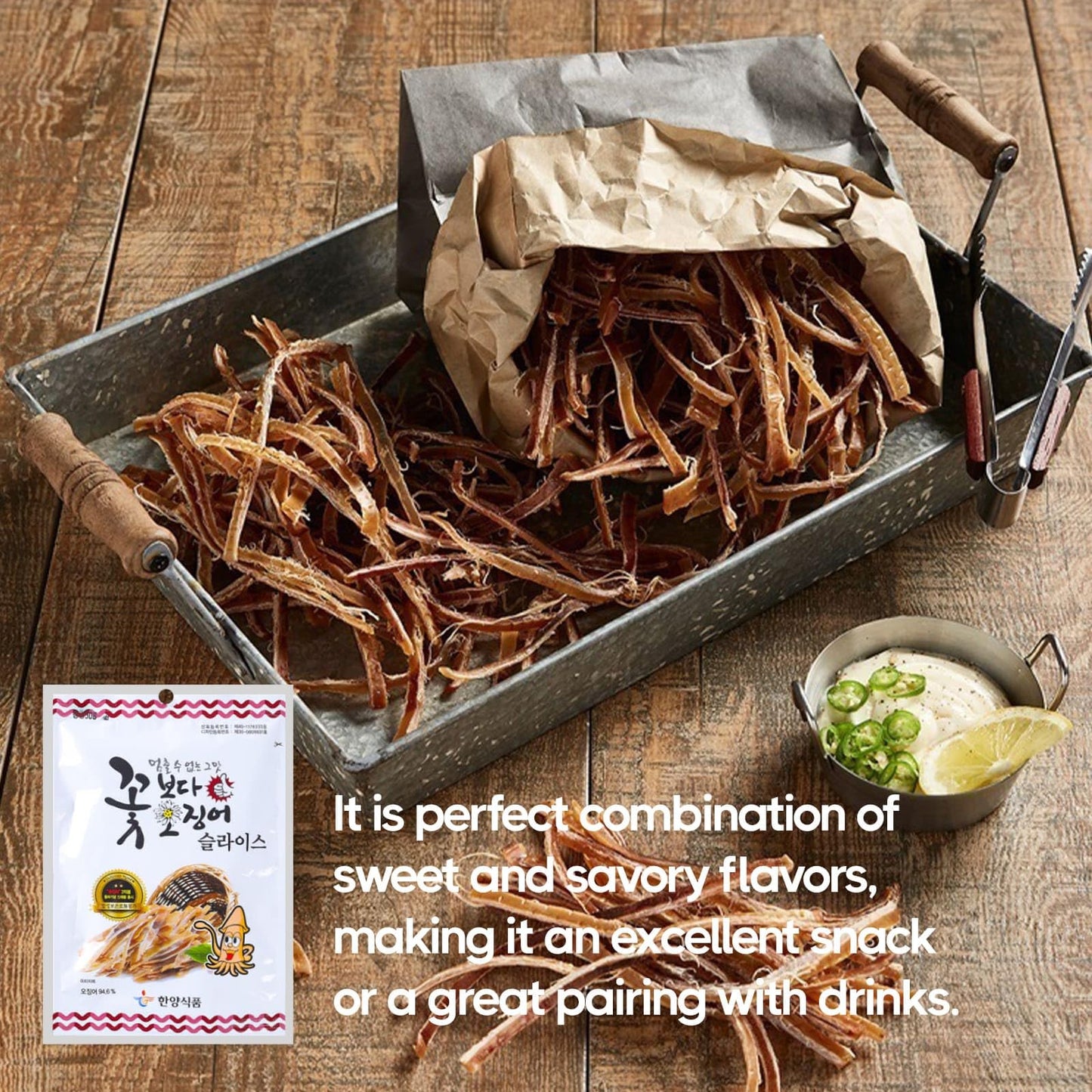 Cutie Mango Korea Dried Squid Original 15G X 5Packs (Total 2.64Oz) Korean Flavorful Snack Grilled Sliced Butter Squid Jerky Chew