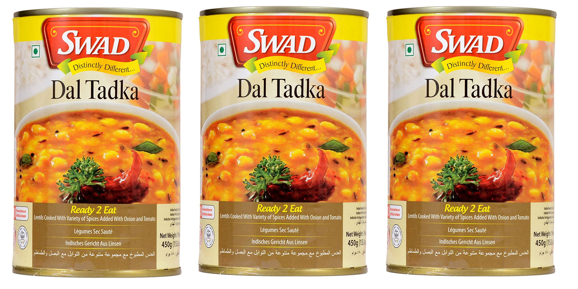Swad Ready To Eat Dal Tadka Instant Mix Vegetarian Heat & Eat With No Added Preservative - 450 Grams (Pack Of 3)