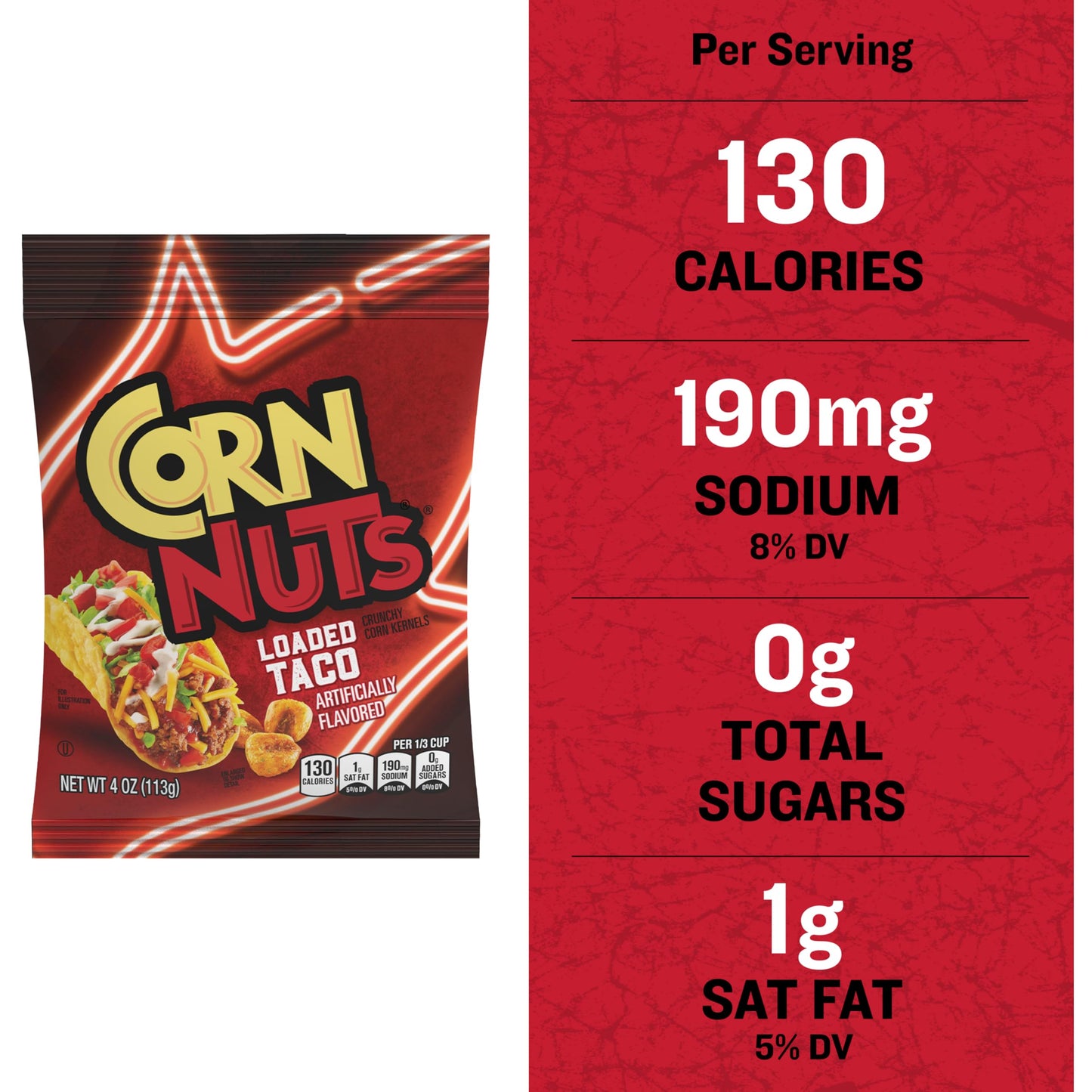 Corn Nuts Loaded Taco Flavored Corn Kernels, Crunchy Snack Box, 4oz (Pack of 12)