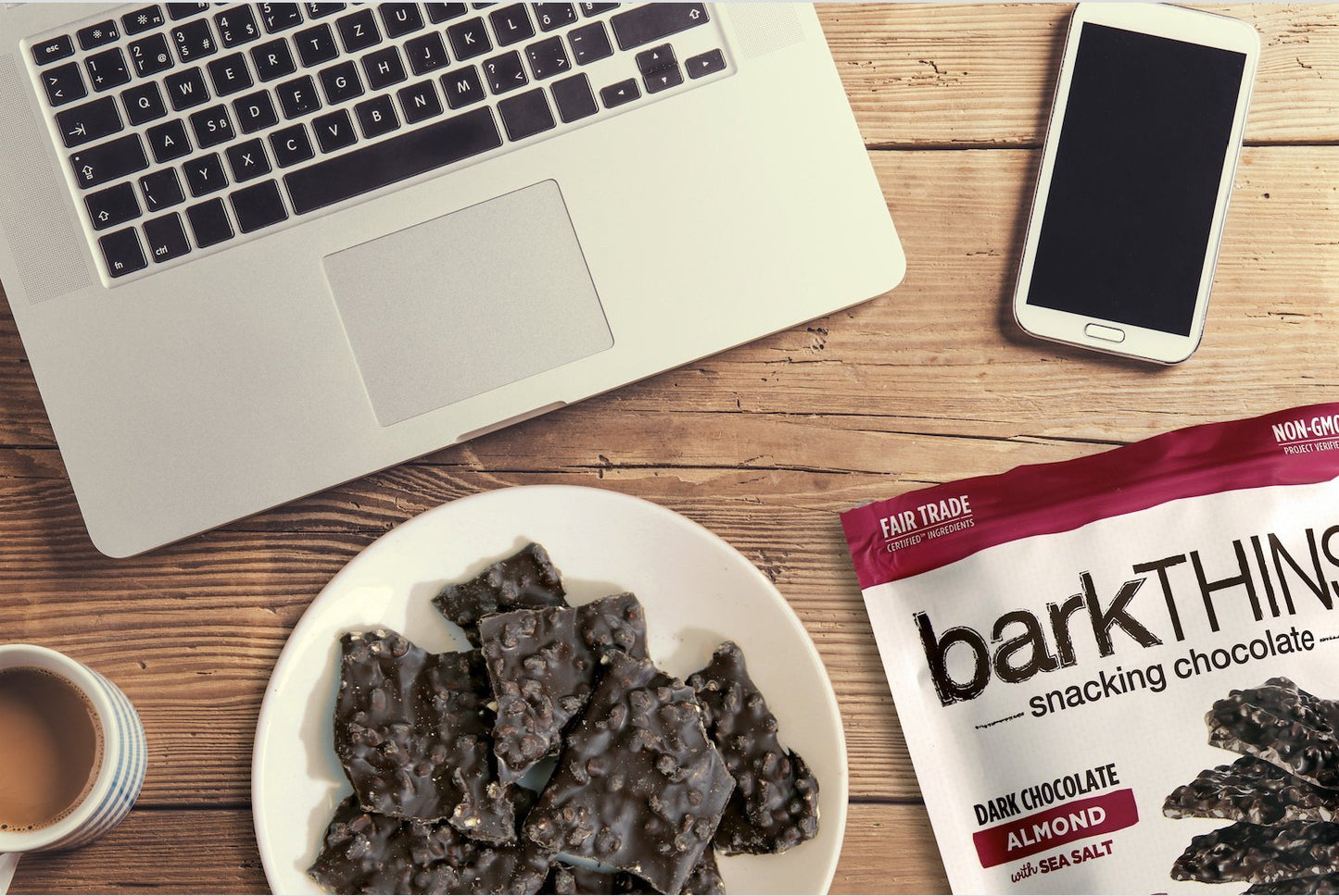 Barkthins Snacking Dark Chocolate, Almond With Sea Salt, 10 Ounce (Pack Of 9)