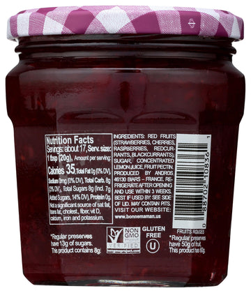 Bonne Maman More Fruit, Less Sugar Red Fruit Spread, 11.8 Oz