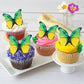Ephlyn 48Pcs Edible 3D Butterfly Cupcake Toppers, Paper, 1.7in, Yellow Green, Baby Shower, Birthday Party Decorations