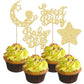 Gyufise 24Pcs Gold Baby Shower Boy Cupcake Toppers Glitter Star Moon Sweet Baby Cake Decorations Baby Boy Cupcake Picks For Baby