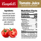 Campbells 100% Tomato Juice, 5.5 fl oz Can (6 Pack)