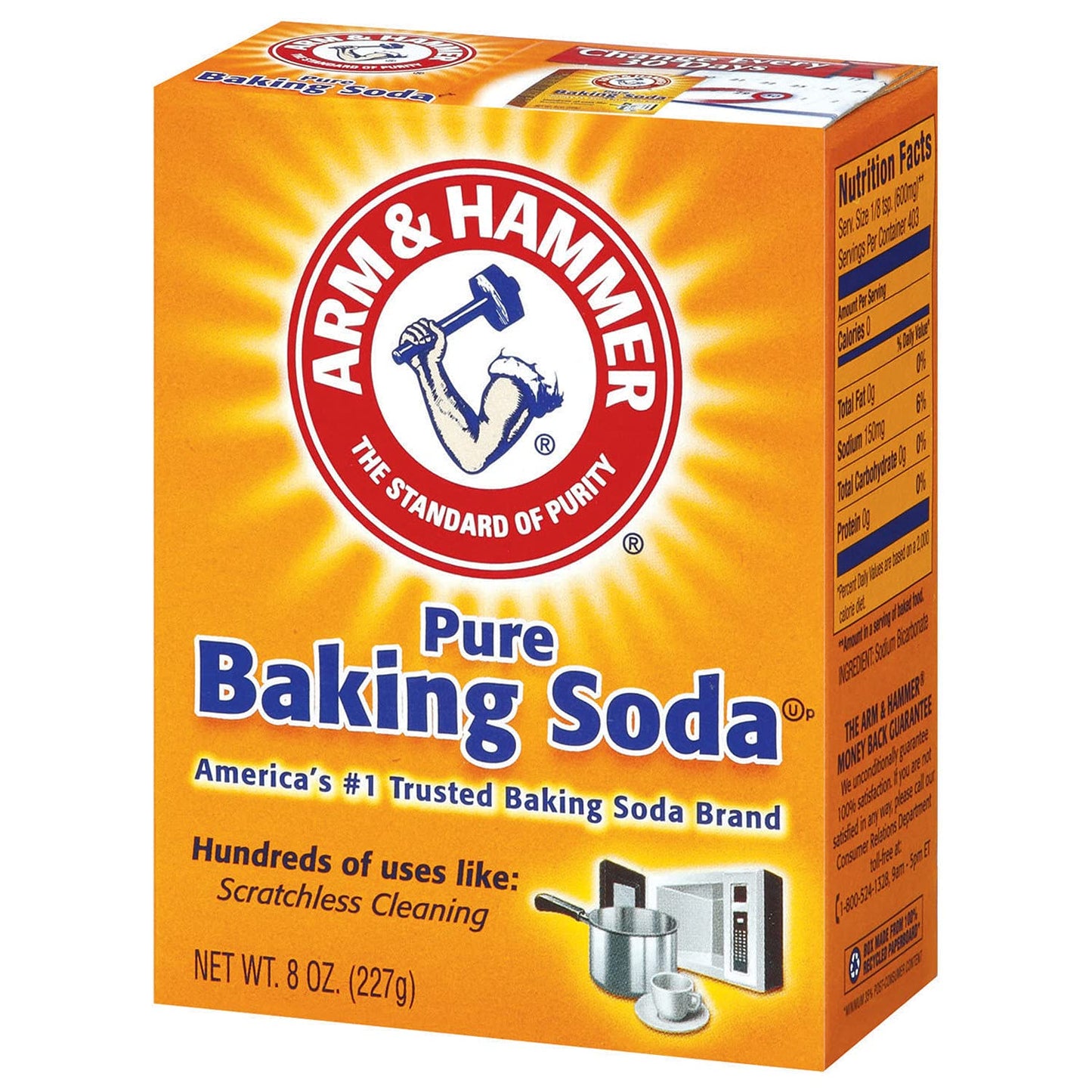 Arm & Hammer Pure Baking Soda, 8 Ounce (Pack of 3)
