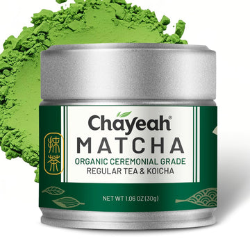 CHAYEAH, Emerald Select Matcha for Regular Tea & Koicha, Organic Ceremonial Grade Matcha Green Tea Powder, First Harvest (1.06 o