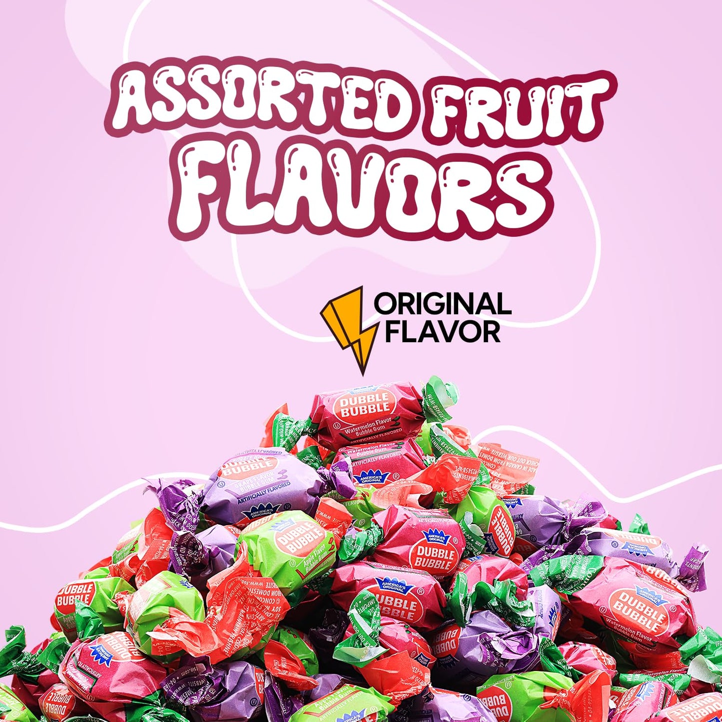 Bubblegum - 12 OZ Bag - Chewing Gum for Kids- Grape, Apple, Watermelon - Individually Wrapped - Great for Party Favors, Goody Ba