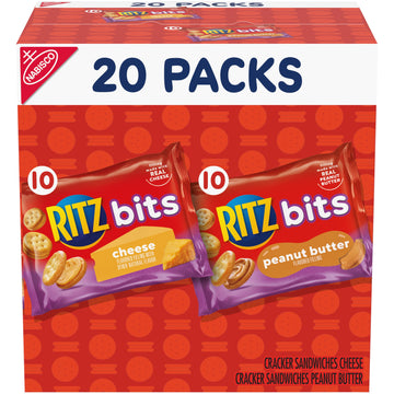 Ritz Bits Cheese And Ritz Bits Peanut Butter Cracker Sandwiches Variety Pack, 20 Snack Packs