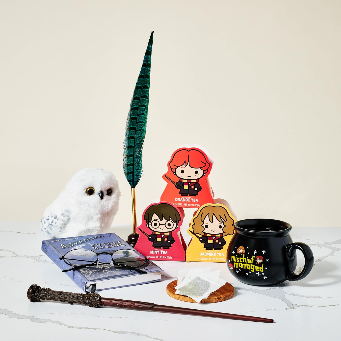 Harry Potter, Character Tea Gift Set, Includes A Pair Of Cauldron Mugs And 36 Black And Green Tea Bags In 9 Flavors, Perfect For Harry Potter Party