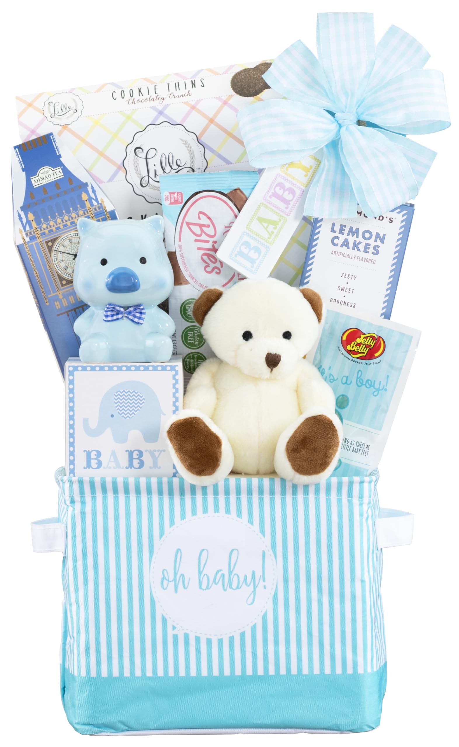 Wine Country Gift Baskets Newborn Baby Boy Gift Basket - 10 Piece Set - Baby Blue