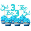 24 PCS Three Cupcake Toppers Glitter 3rd Birthday Cupcake Picks Number 3 Cupcake Decorations for Baby Shower Kids Third Birthday