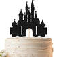 EONNCNT Castle Cake Topper - Black Glitter Cardboard Decoration for Birthday, Baby Shower, Photo Booth Props