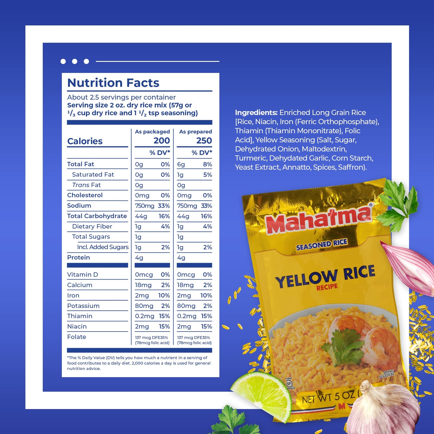 Mahatma Yellow Rice Mix, Long-Grain Rice, Stovetop or Microwave Rice, Gluten-Free and Kosher 20-Minute, 5 Ounces, Pack of 12