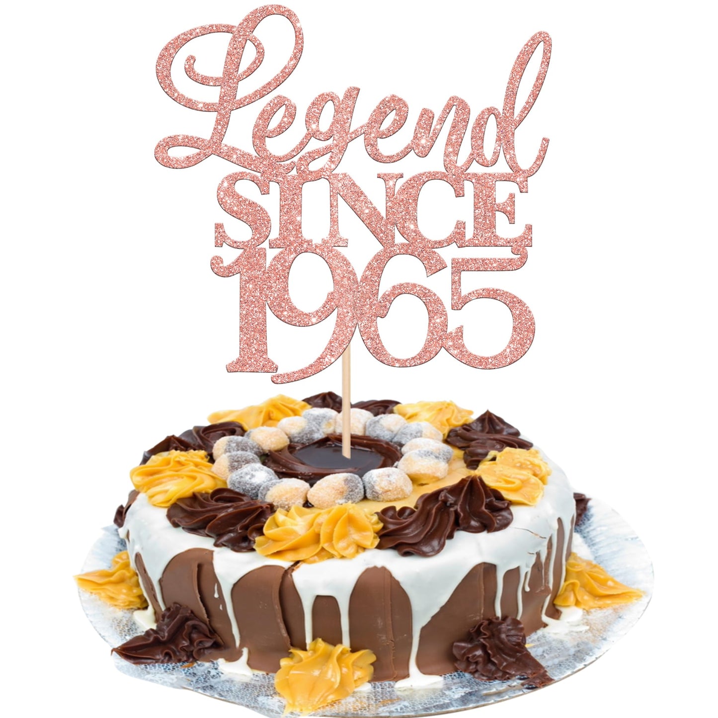 Rsstarxi Cake Topper, Glitter Legend Since 1965, Rose Gold, Model XM310, 60th Birthday Wedding Anniversary Decor