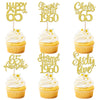 24PCS Gold Happy 65th Birthday Cupcake Toppers Sixty Five Straight Outta 1960 Cupcake Picks Cheers to 65 Lengend Since 1960 Cake