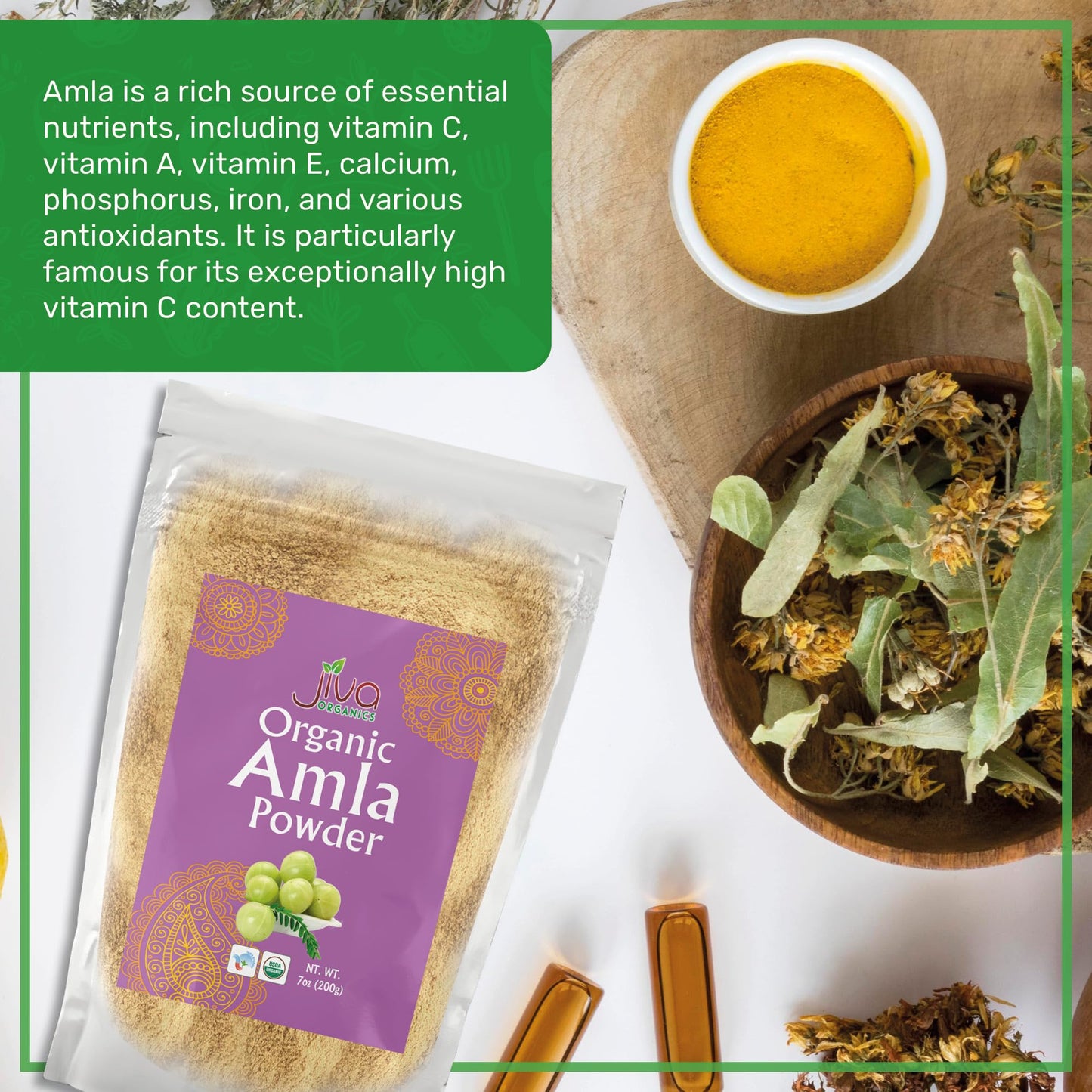 Jiva Organics Amla Berry Powder - Organic, Food Grade, Non-GMO - 7 Ounce