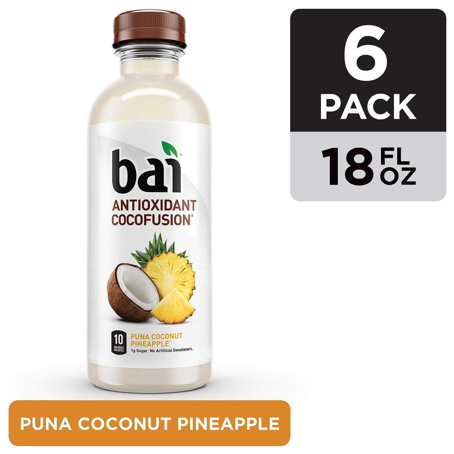 Bai Coconut Flavored Water Puna Coconut Pineapple, Antioxidant Infused, Coconut Pineapple Flavored Water Drink, 18 Fluid Ounce Bottles, 6 Count
