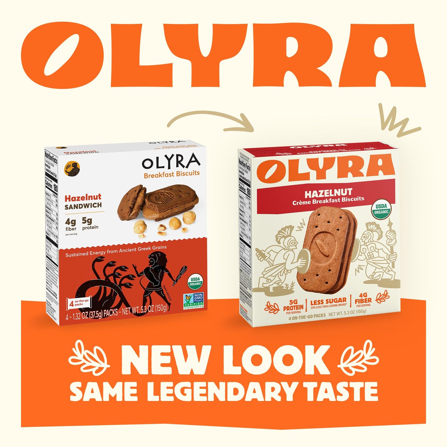 Olyra Hazelnut Cocoa Sandwich Breakfast Biscuits, Healthy Snacks for Adults and Kids, Low Sugar, High Fiber, Organic Vegan Cooki
