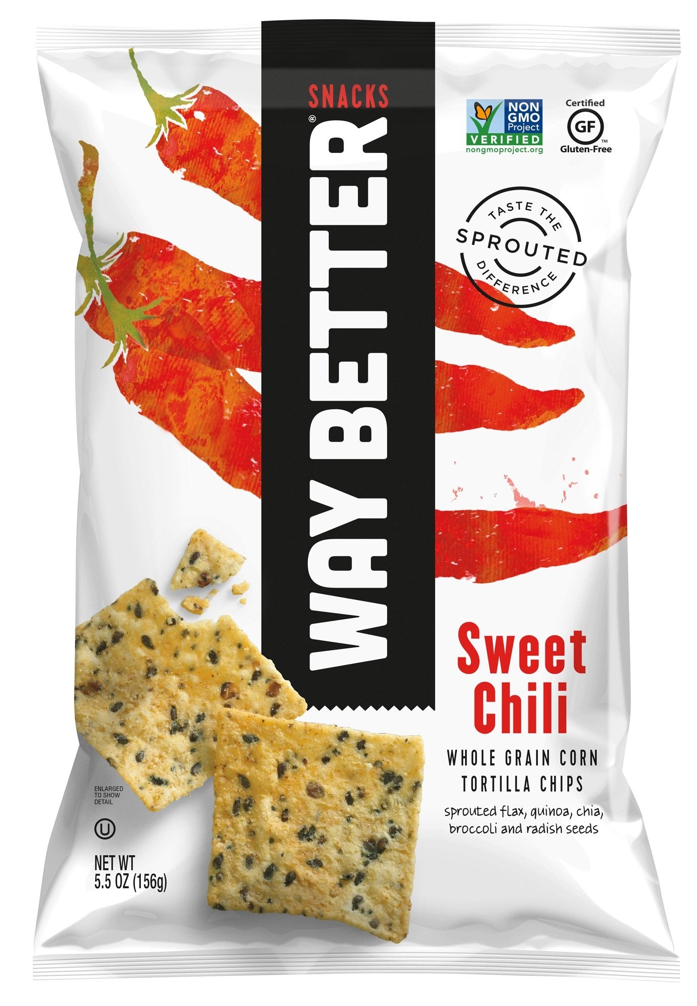 Way Better Snacks Sweet Chili Tortilla Chips, Non-GMO, 5.5 oz (Pack of 12)