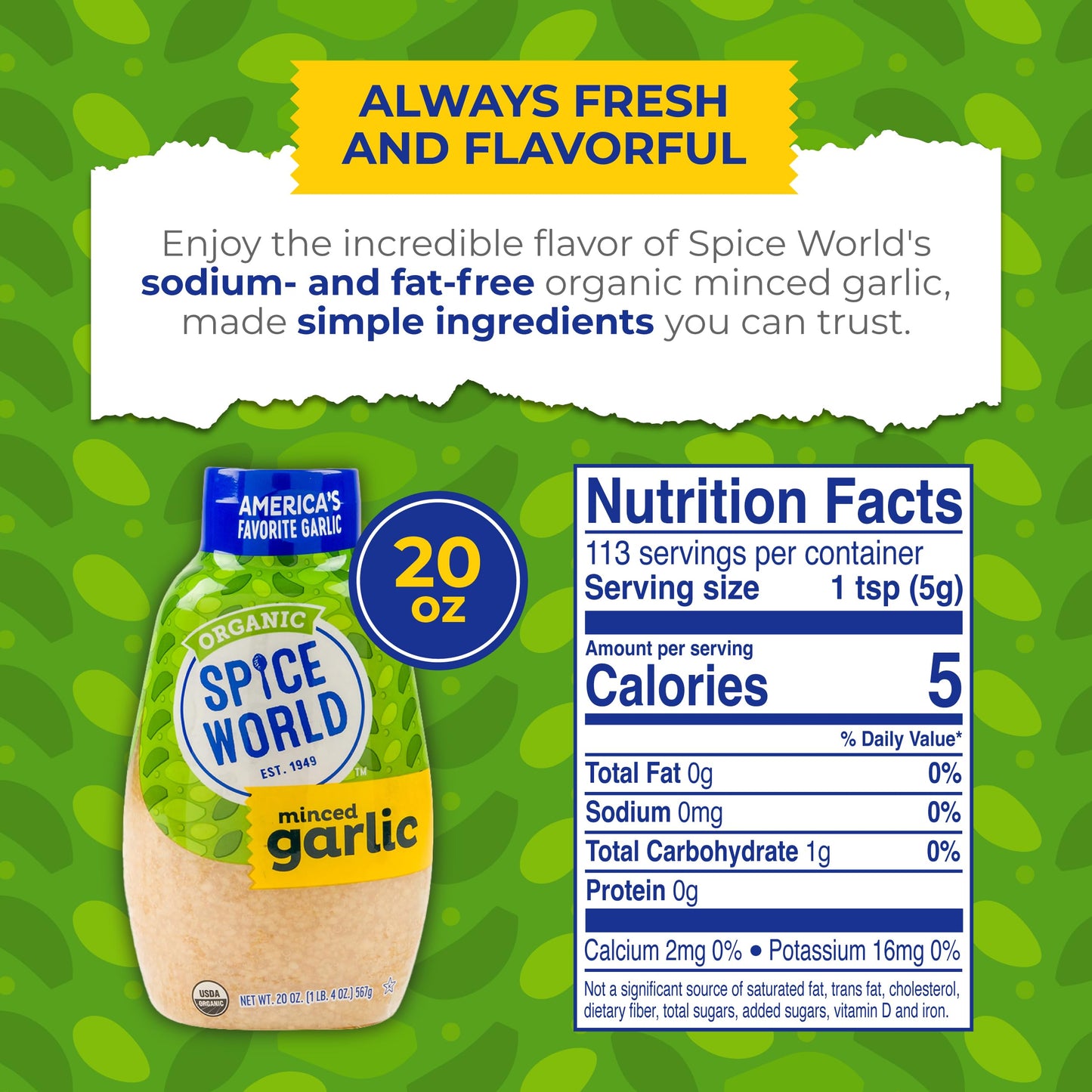 Spice World - Organic Squeeze Garlic - Value Size - 20 Oz