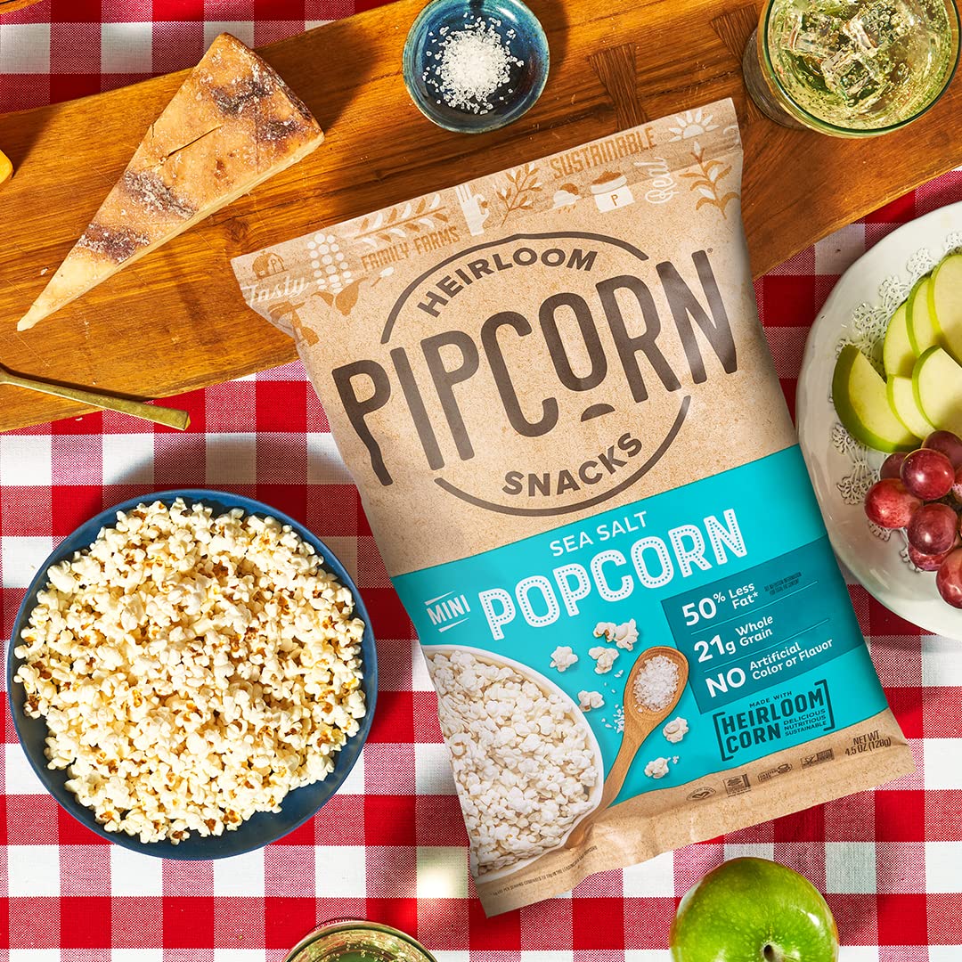 Pipcrn Mini Popcorn,Sea Salt 4 Oz (Pack Of 12)