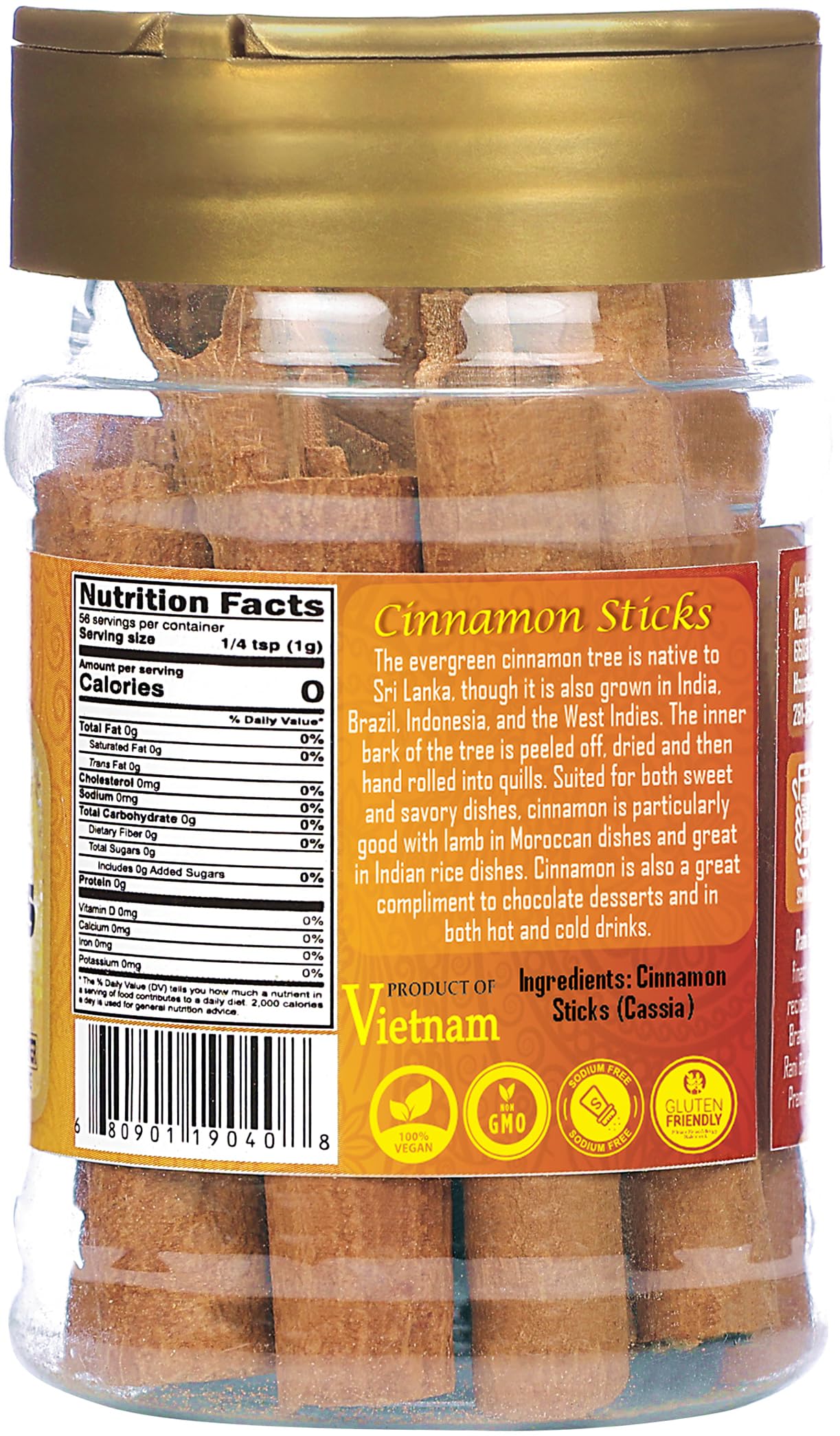 Rani Cinnamon Sticks 2Oz (56G) ~ 6-8 Sticks 3 Inches In Length Cassia Round, Pet Jar ~ All Natural | Vegan | No Colors | Gluten Friendly | Non-Gmo | Kosher