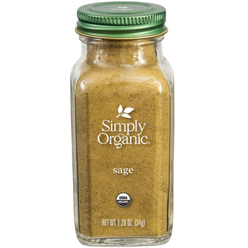 Simply Organic Ground Sage Leaf, 1.41 Ounce, Sweet Earthy Flavor, Hints Of Mint, Pair With Garlic & Rosemary, Kosher, Organic