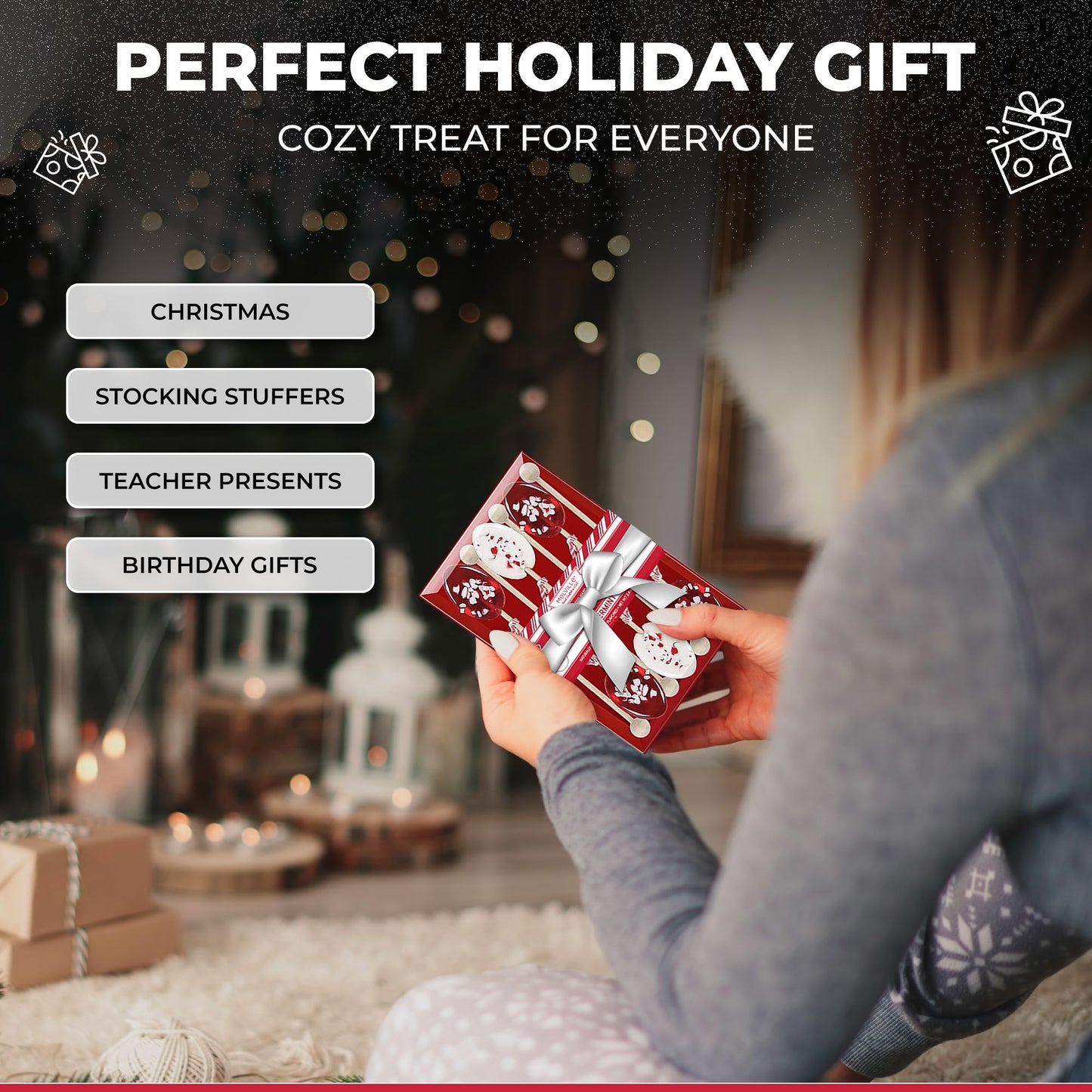 Melville Candy Hot Cocoa/Latte Peppermint Spoon Gift Set – Spoons & Lollipops On Wooden Ball Sticks – Made In The Usa Stirrers For Hot Cocoa, Lattes, Coffee, & Hot Beverages - Individually Wrapped (6-Count, Peppermint)