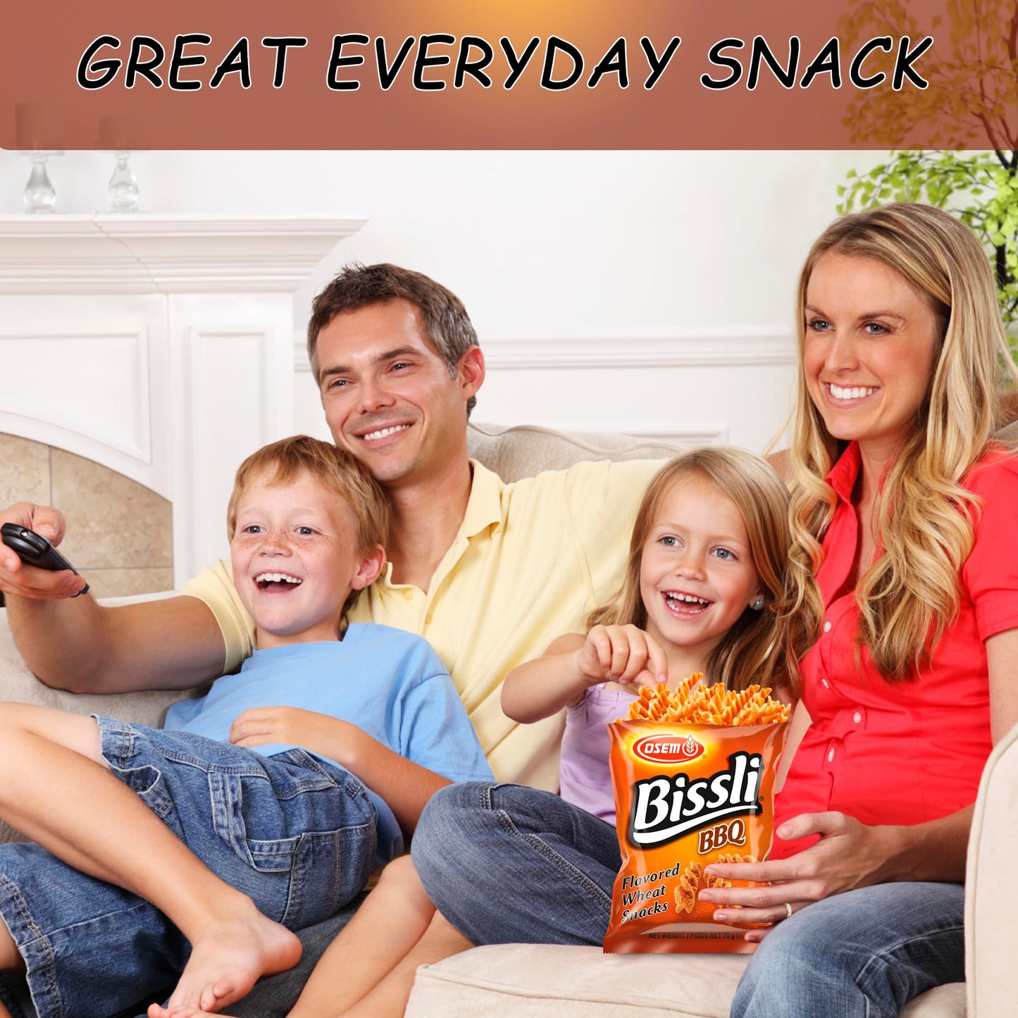 Osem Bissli BBQ Flavored Crunchy Wheat Snack -No Food Coloring or Preservatives, 2.5 Ounce Bags (Pack of 12)