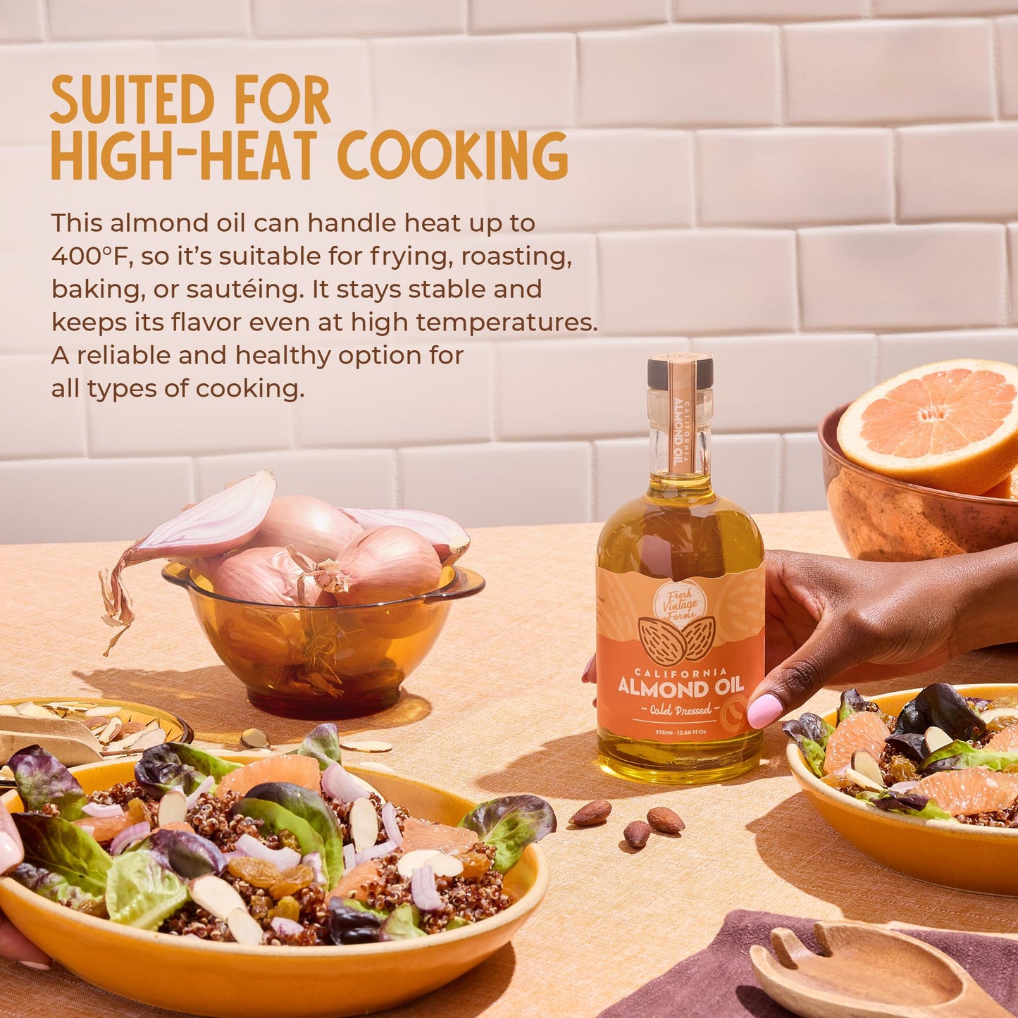 Fresh Vintage Farms Almond Oil 100% Pure Cold Pressed 12.68 Fl Oz Pack of 1