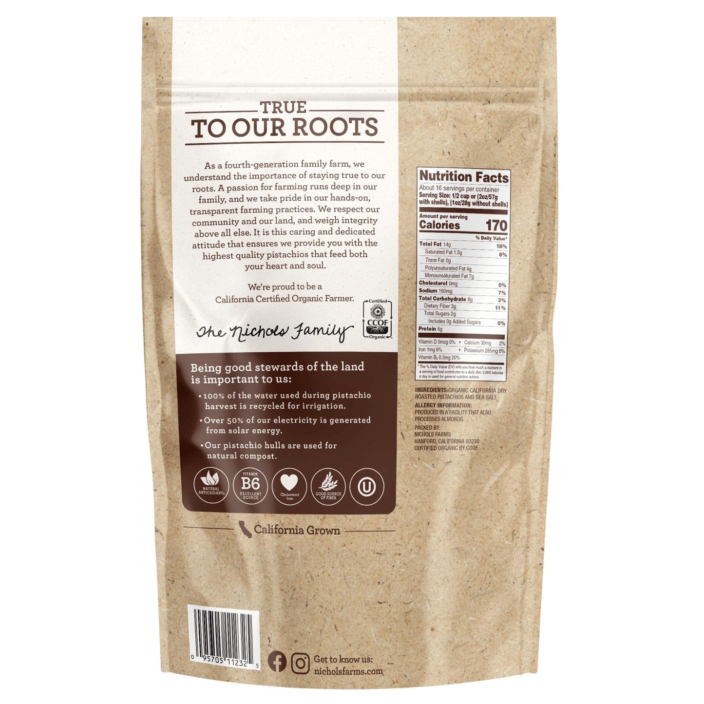 Nichols Farms Organic Roasted Salted Pistachios, 32-Ounce Bag