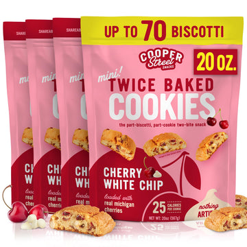 COOPER STREET Twice Baked Mini Biscotti Italian Style Cookies - 5 Pound of Cherry Chocolate Gourmet Cookies Ideal for Coffee Or 