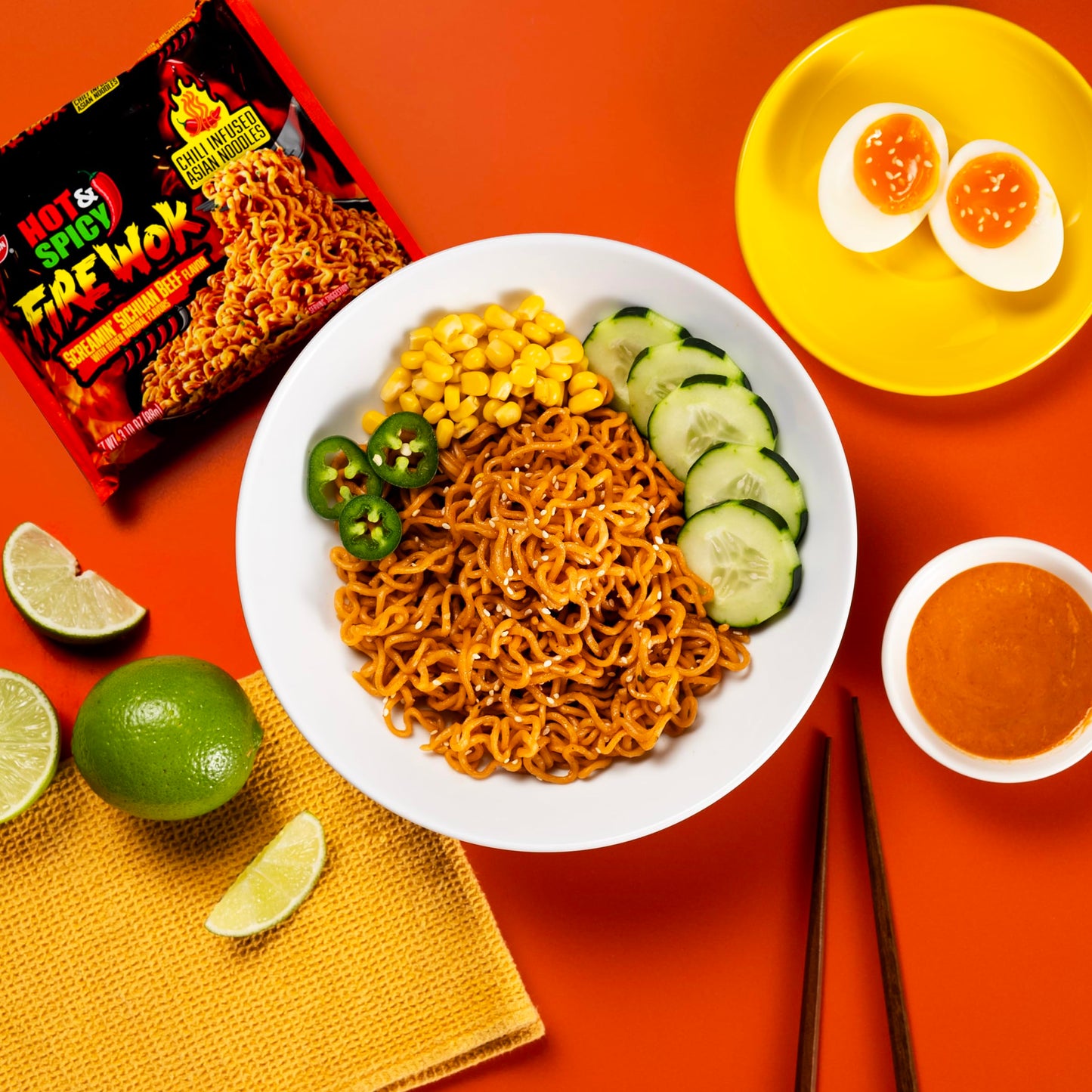Nissin Fire Wok, Screamin Beef Flavor, Hot & Spicy Chile Infused Asian Noodles, Pack of 12