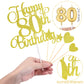 HOGRTi 80th Birthday Cake Decorations Set, Gold Series, Includes Cake Toppers, Candles, and Cupcake Picks