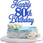 Rsstarxi 80th Birthday Cake Topper, Glitter Design, Deep Blue, Paper Material, Model XM224-Deep Blue